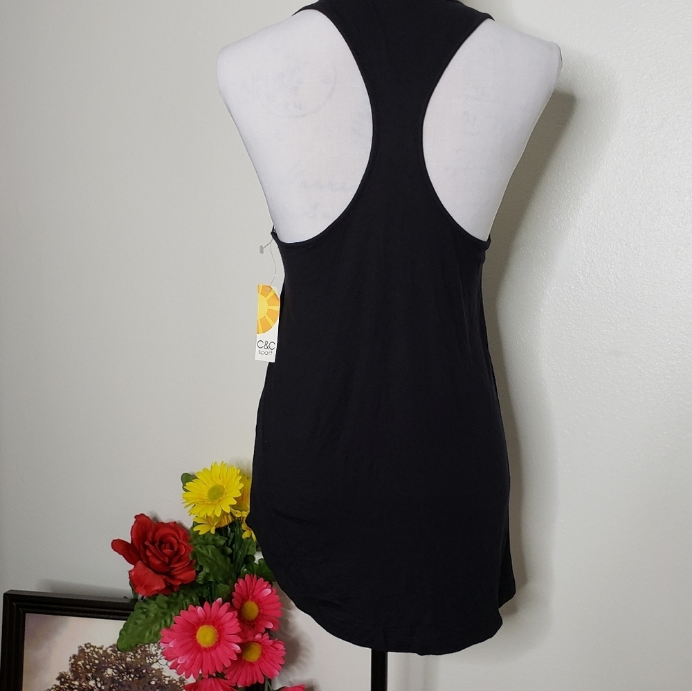 C&C Sport Racerback Long Semi Sheer Top Performance Wear Athleisure Fall Workout - Picture 6 of 11